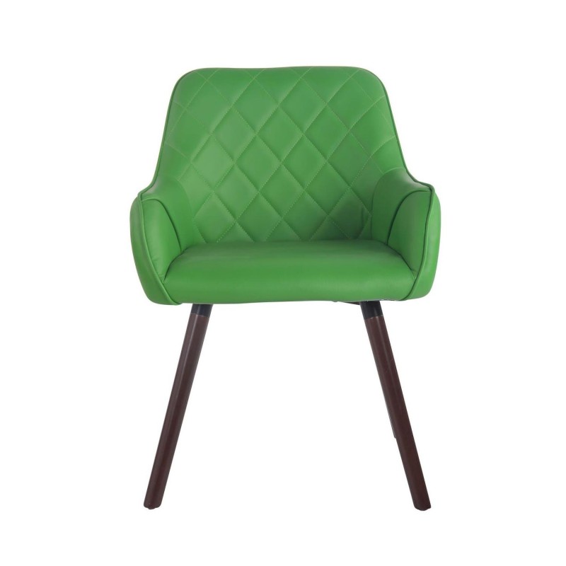 Silla de Confidente DARRY V, Patas Nogal, en Piel Negra