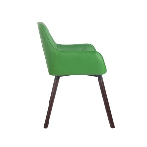 Silla de Confidente DARRY V, Patas Nogal, en Piel Negra