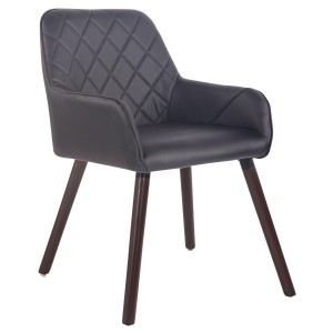 Silla de Confidente DARRY V, Patas Nogal, en Piel Negra