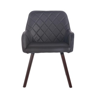 Silla de Confidente DARRY V, Patas Nogal, en Piel Negra 2