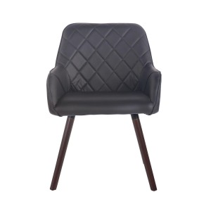 Silla de Confidente DARRY V, Patas Nogal, en Piel Negra