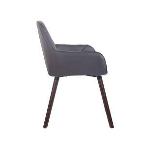 Silla de Confidente DARRY V, Patas Nogal, en Piel Negra