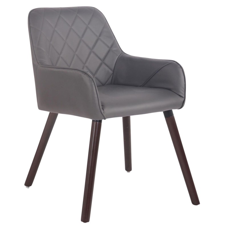 Silla de Confidente DARRY V, Patas Nogal, en Piel Negra