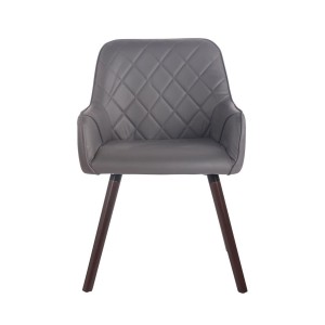 Silla de Confidente DARRY V, Patas Nogal, en Piel Negra