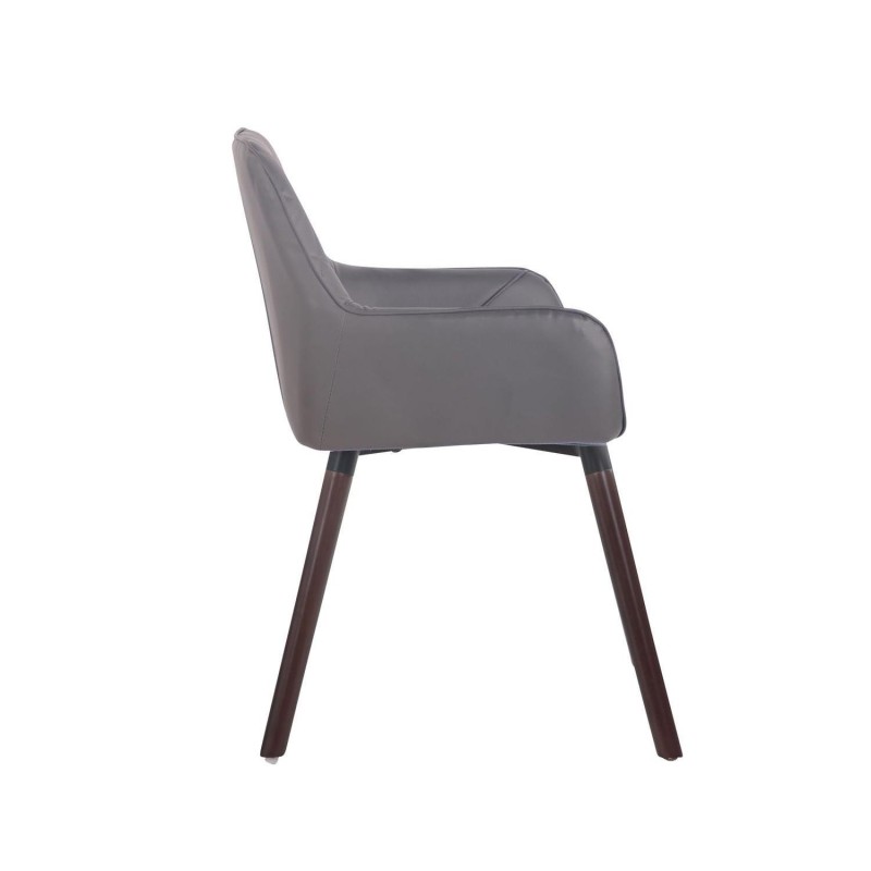 Silla de Confidente DARRY V, Patas Nogal, en Piel Negra