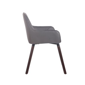 Silla de Confidente DARRY V, Patas Nogal, en Piel Negra