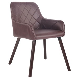Silla de Confidente DARRY V, Patas Nogal, en Piel Negra