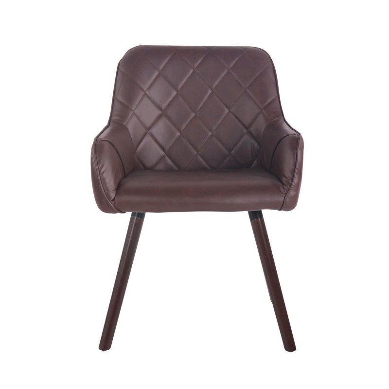 Silla de Confidente DARRY V, Patas Nogal, en Piel Negra