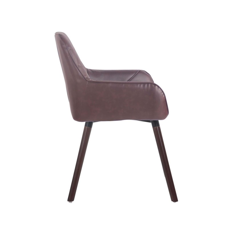 Silla de Confidente DARRY V, Patas Nogal, en Piel Negra