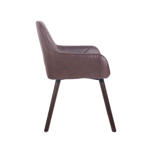 Silla de Confidente DARRY V, Patas Nogal, en Piel Negra
