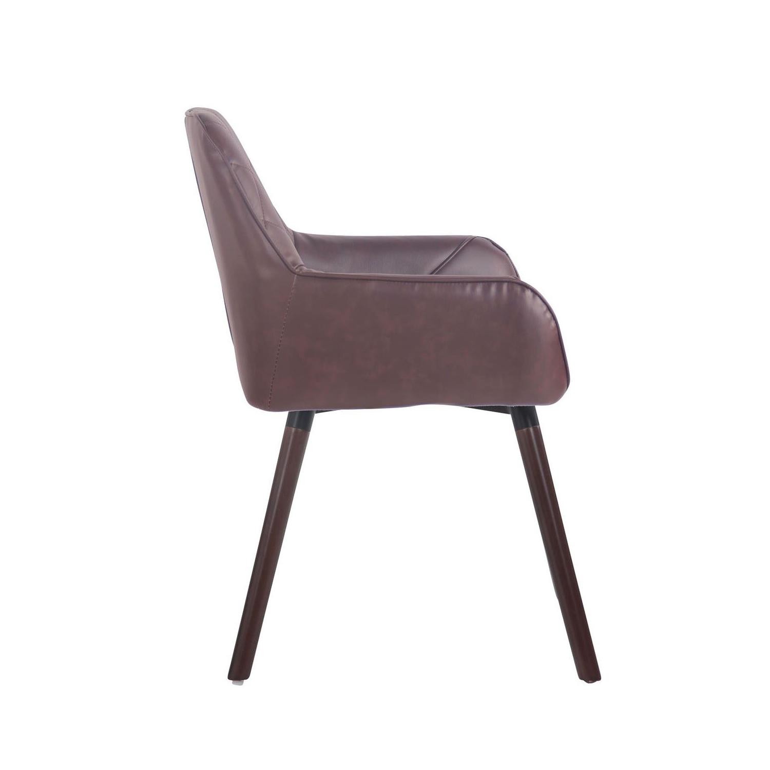 Silla de Confidente DARRY V, Patas Nogal, en Piel con Costuras, Negro