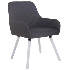 Silla de Confidente DARRY V TELA, Patas Blancas, Negro