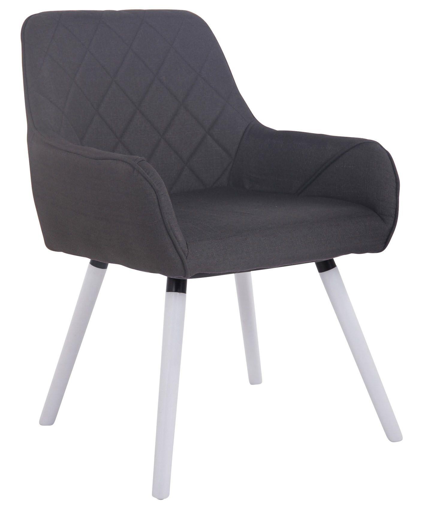Silla de Confidente DARRY V TELA, Patas Blancas, con Costuras, Negro