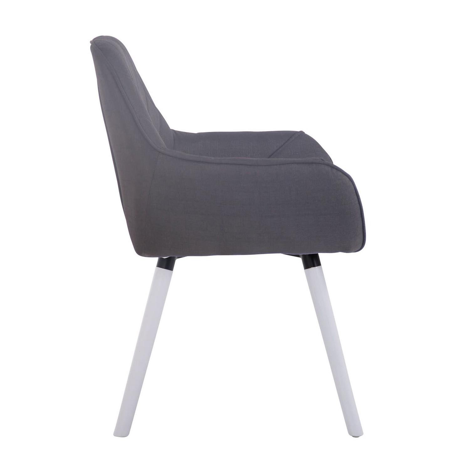 Silla de Confidente DARRY V TELA, Patas Blancas, con Costuras, Negro