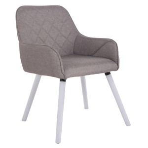 Silla de Confidente DARRY V TELA, Patas Blancas, Negro