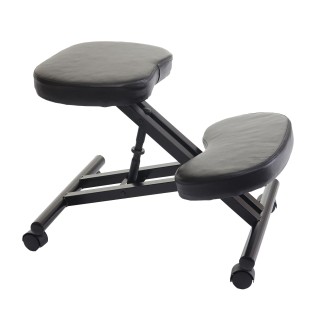 Silla Ergonómica de Rodillas MONTY en Piel color Negro