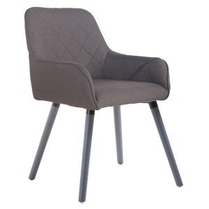 Silla de Confidente DARRY V TELA, Patas Grises, Negro