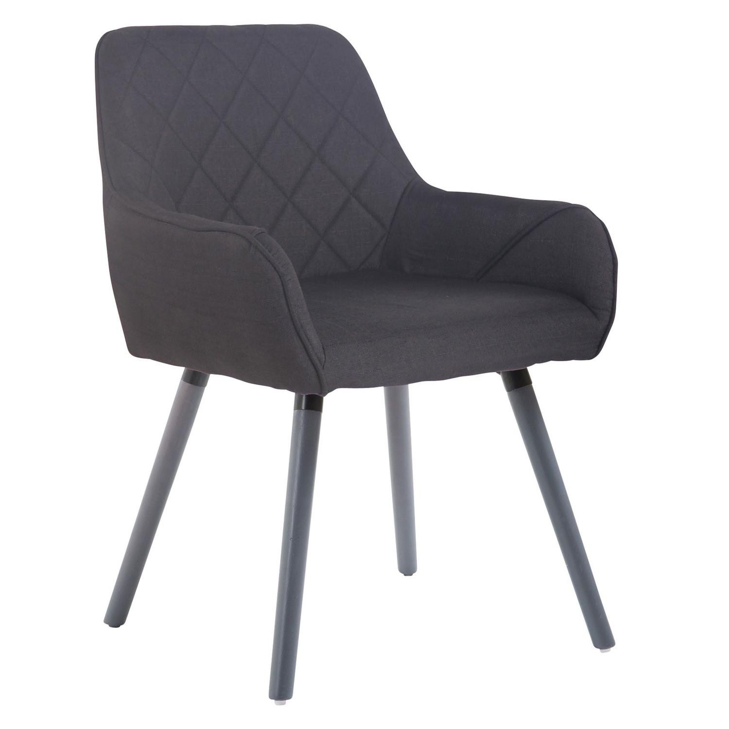 Silla de Confidente DARRY V TELA, Patas Grises, con Costuras, Negro