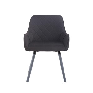 Silla de Confidente DARRY V TELA, Patas Grises, Negro