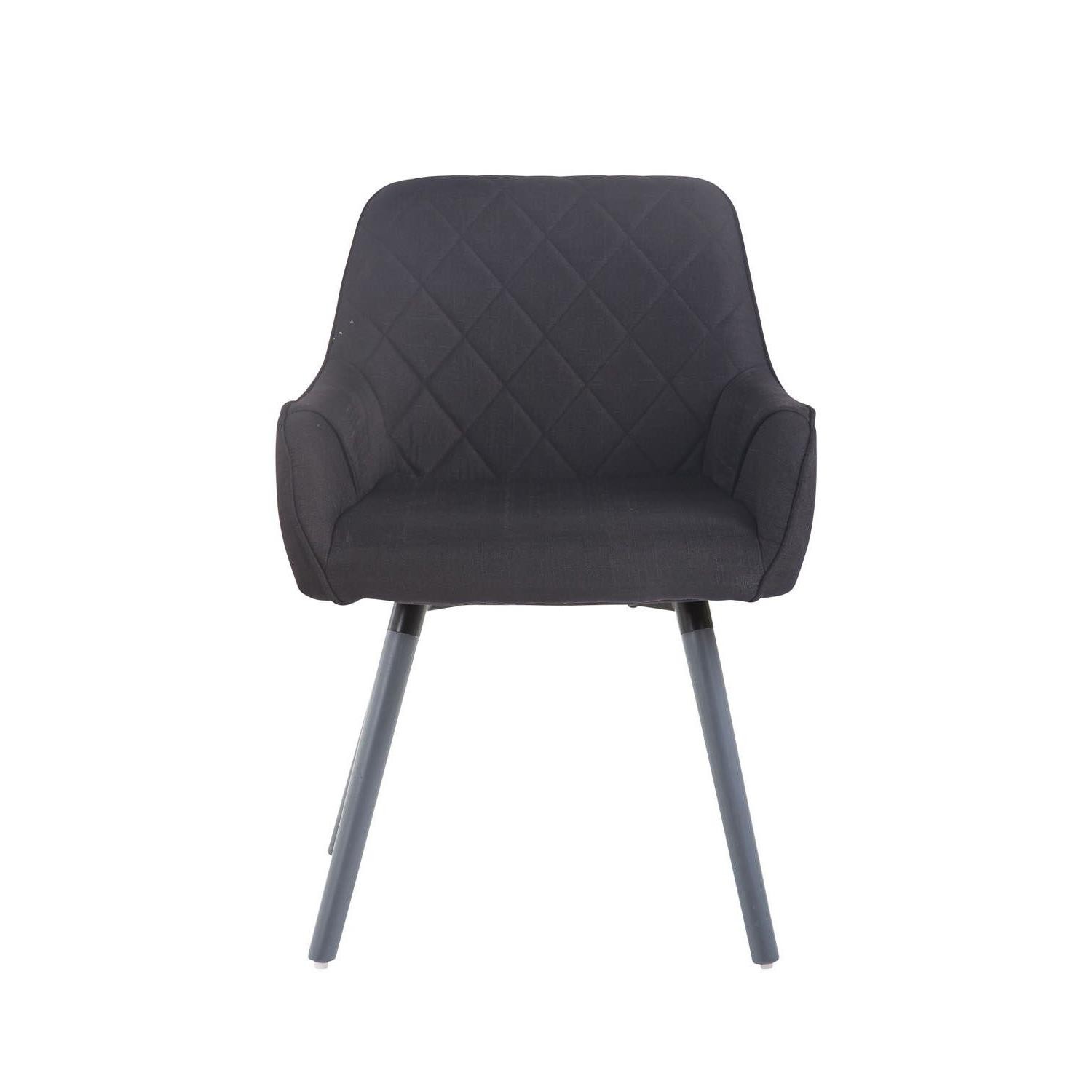 Silla de Confidente DARRY V TELA, Patas Grises, con Costuras, Negro