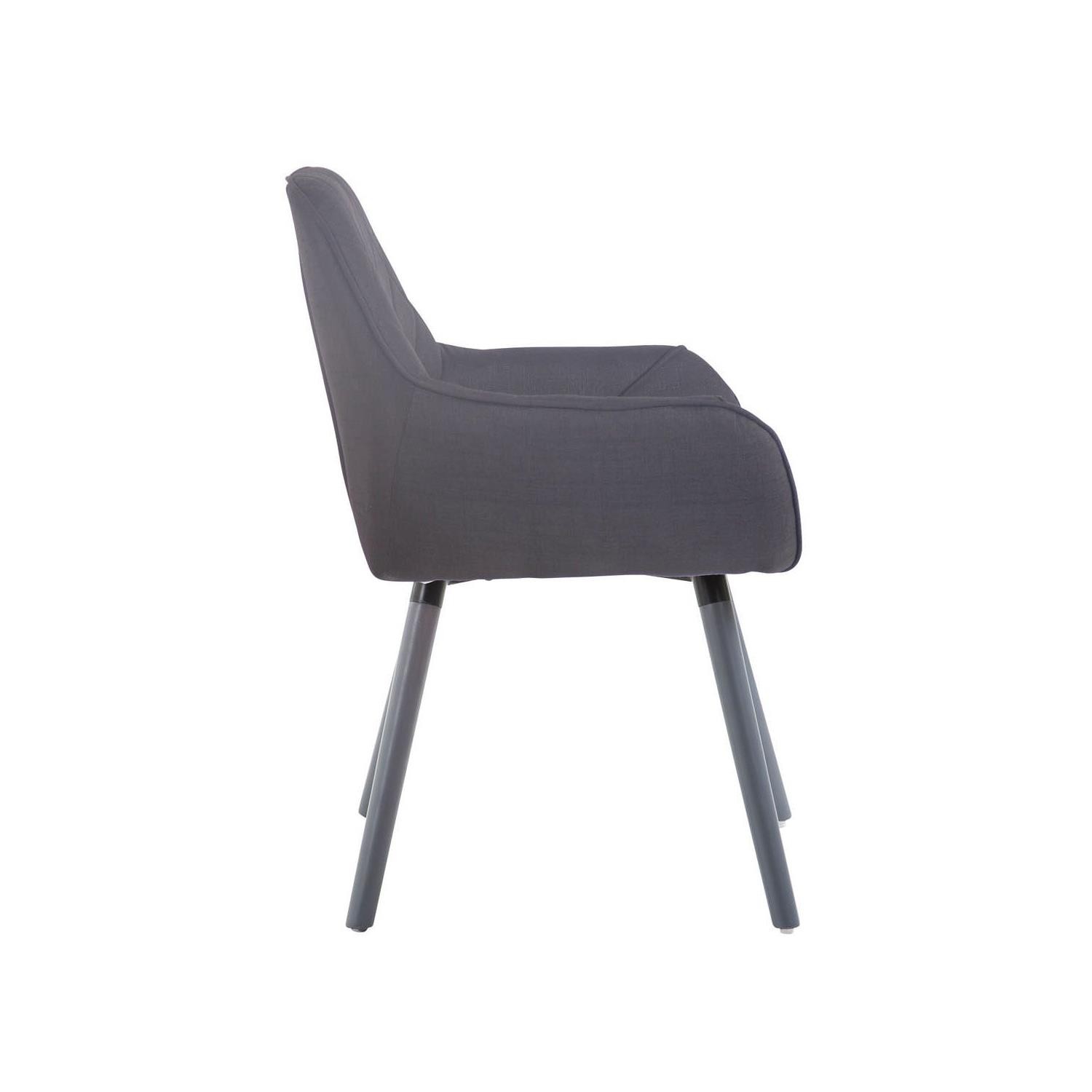 Silla de Confidente DARRY V TELA, Patas Grises, con Costuras, Negro