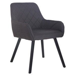 Silla de Confidente DARRY V TELA, Patas Negras, Negro