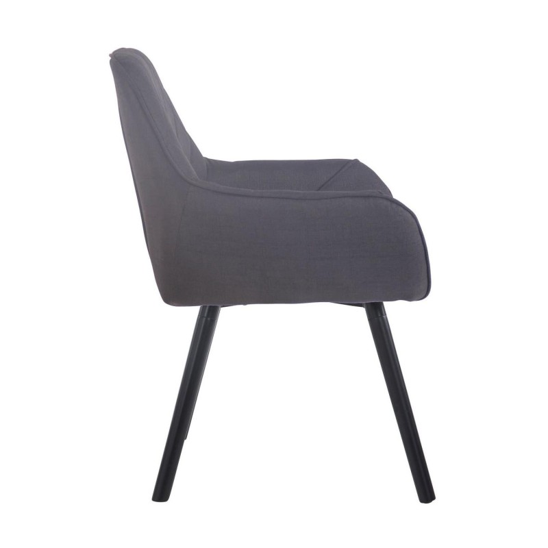 Silla de Confidente DARRY V TELA, Patas Negras, Negro