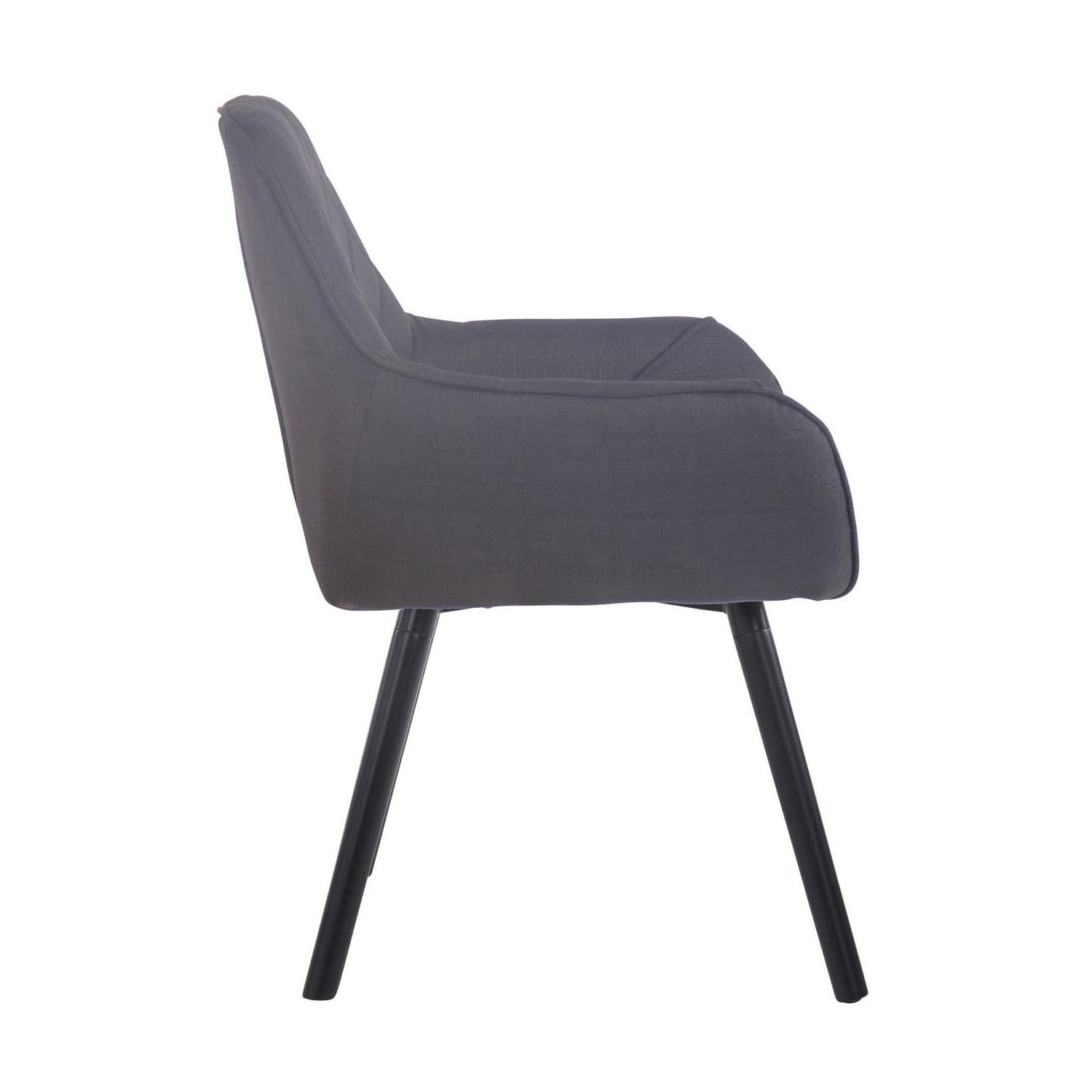 Silla de Confidente DARRY V TELA, Patas Negras, con Costuras, Negro
