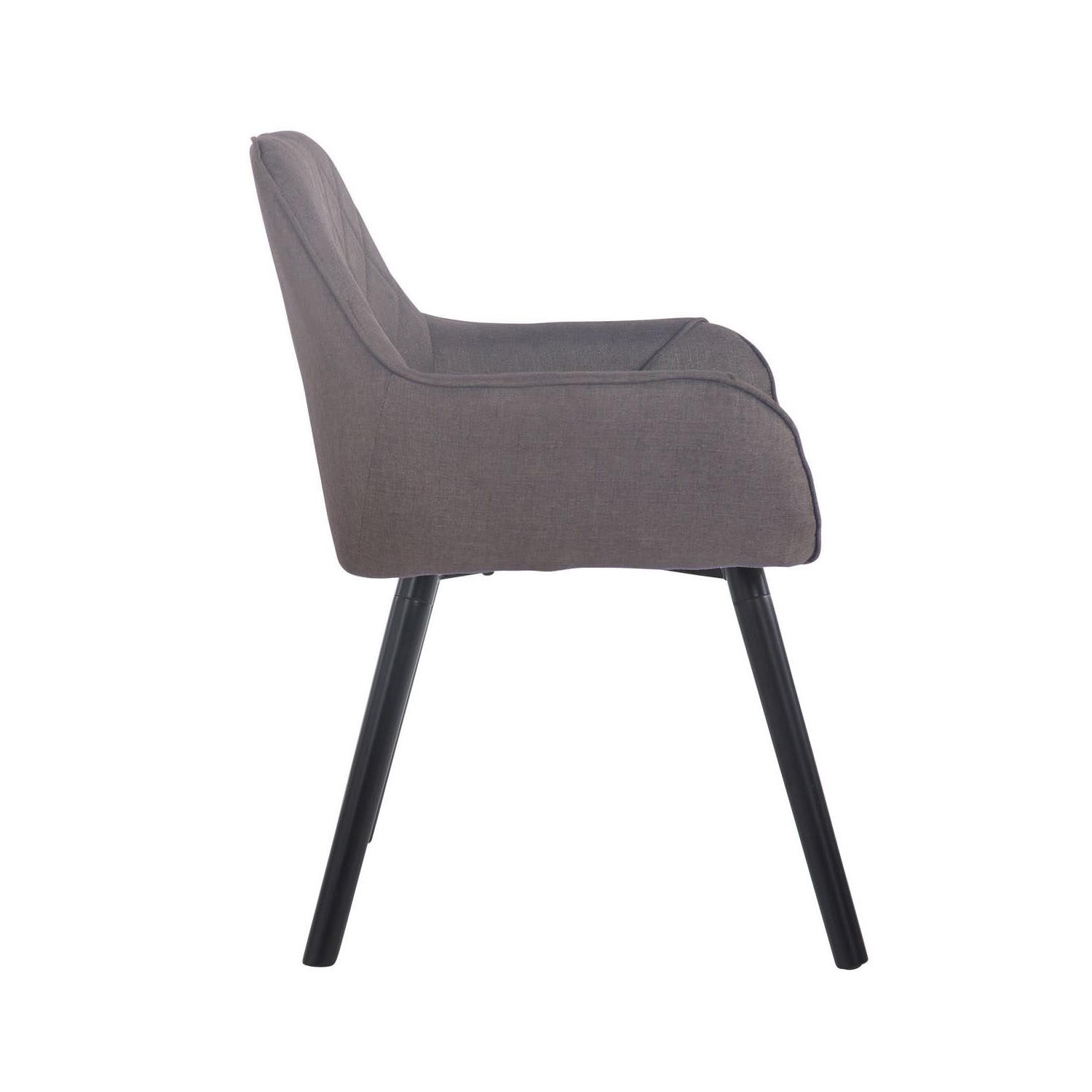 Silla de Confidente DARRY V TELA, Patas Negras, con Costuras, Negro