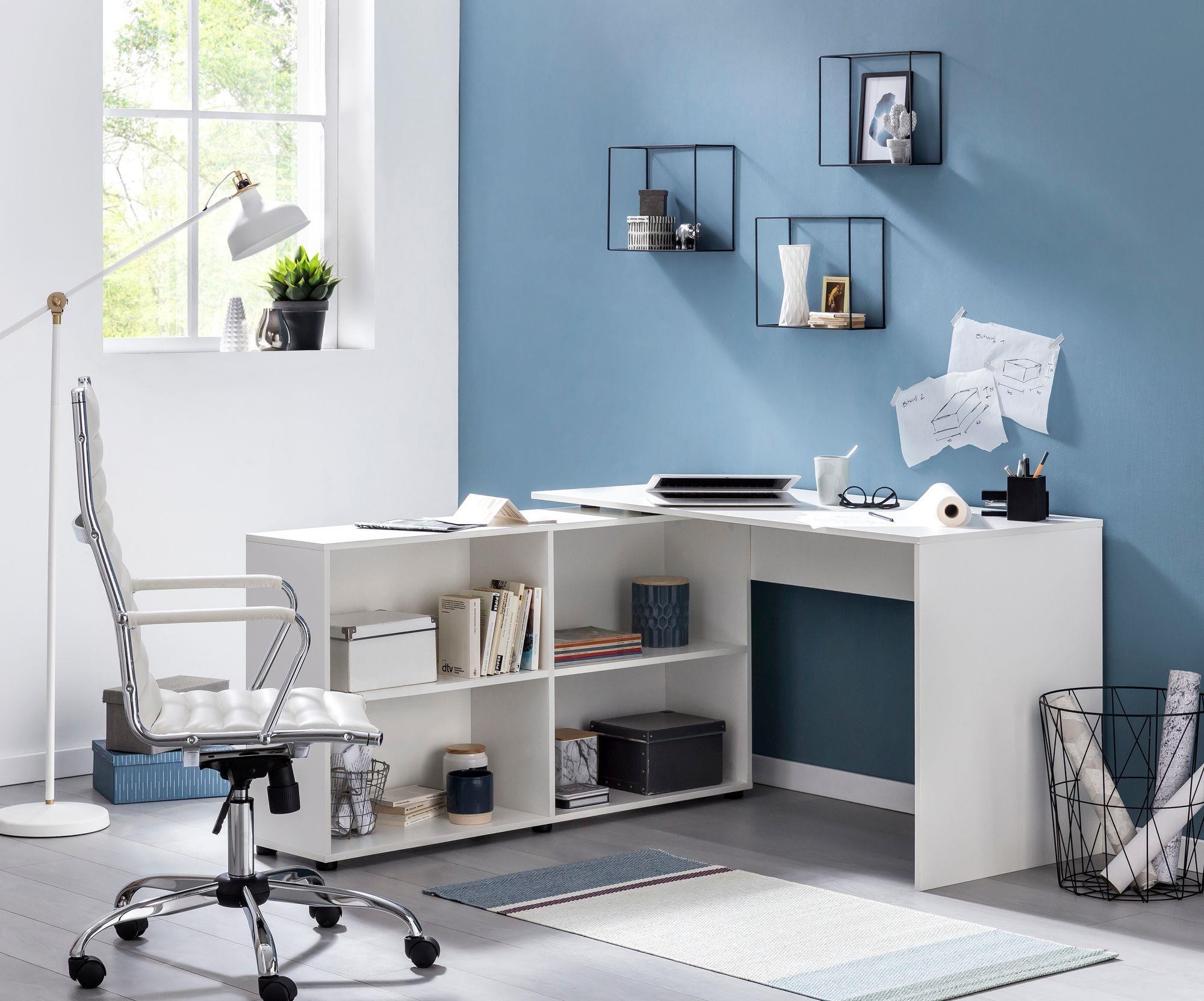Mesa de Oficina JULIA, 130x60x75cm, Pieza Auxiliar Ajustable, En Blanco