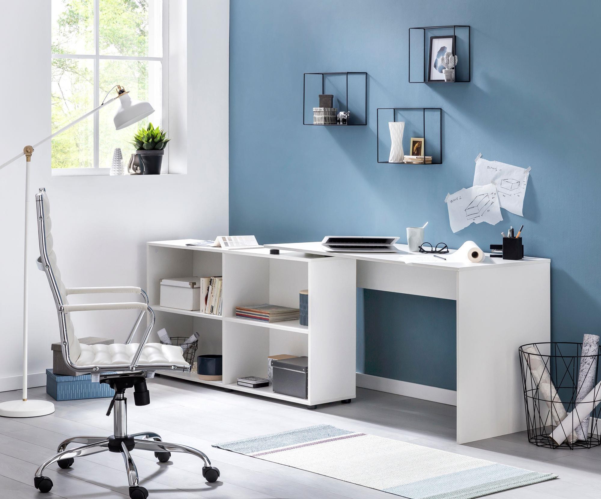 Mesa de Oficina JULIA, 130x60x75cm, Pieza Auxiliar Ajustable, En Blanco