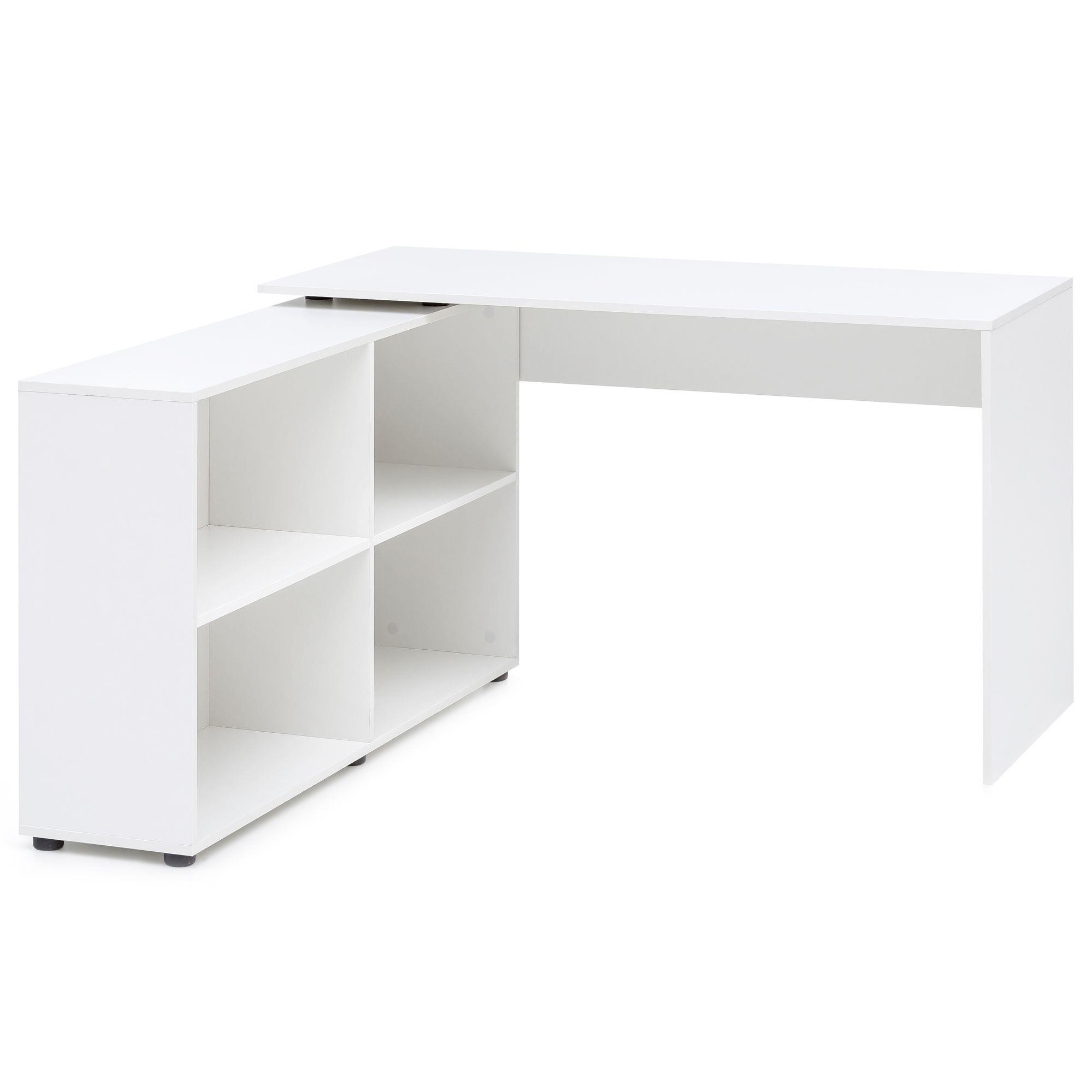 Mesa de Oficina JULIA, 130x60x75cm, Pieza Auxiliar Ajustable, En Blanco