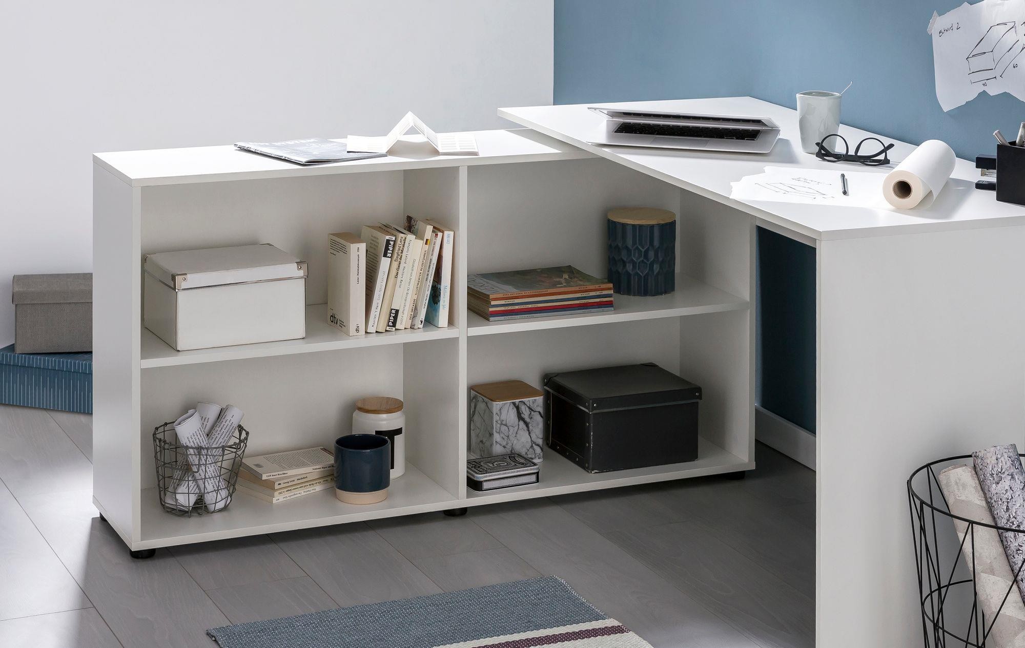 Mesa de Oficina JULIA, 130x60x75cm, Pieza Auxiliar Ajustable, En Blanco