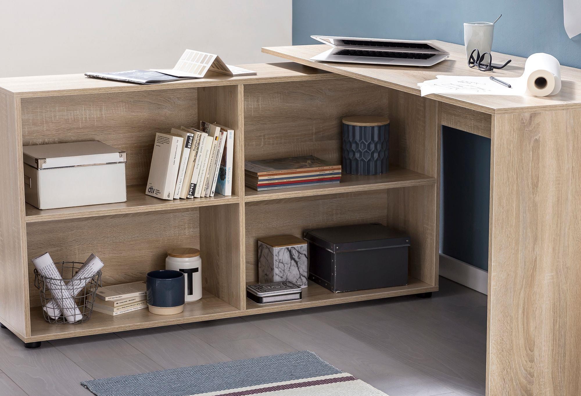Mesa de Oficina JULIA, 130x60x75cm, Pieza Auxiliar Ajustable, En Blanco