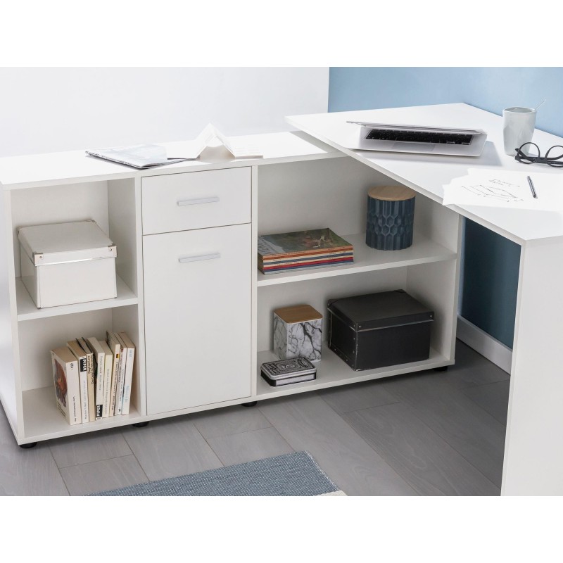 Mesa de ordenador CAMILA, configurable, en blanco