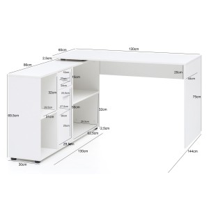 Mesa de ordenador CAMILA, configurable, en blanco