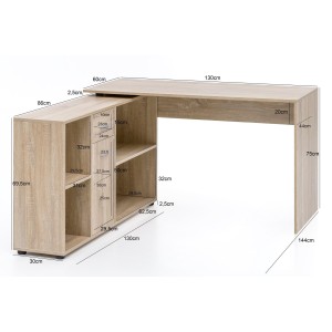 Mesa de ordenador CAMILA, configurable, en blanco