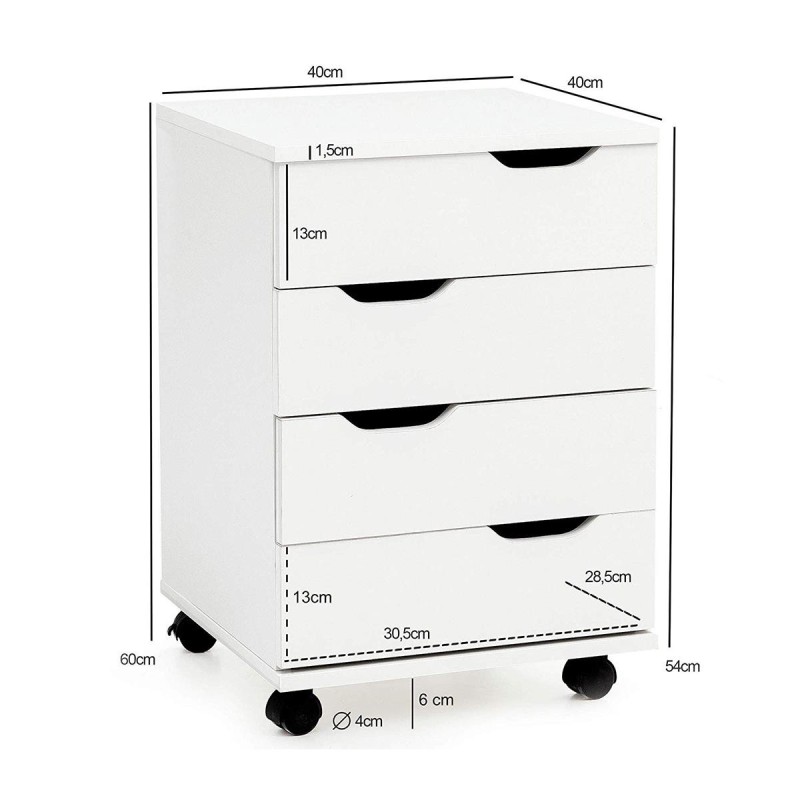 Archivador con Ruedas CONGO, color Blanco