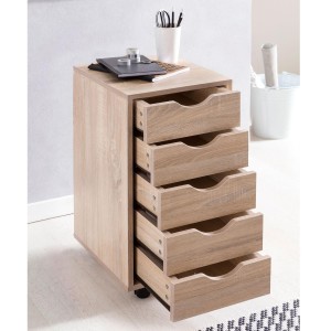 Archivador con Ruedas CLOVER, 5 Cajones, Color Blanco