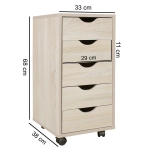 Archivador con Ruedas CLOVER, 5 Cajones, Color Blanco