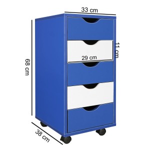 Archivador con Ruedas CLOVER, 5 Cajones, Color Blanco