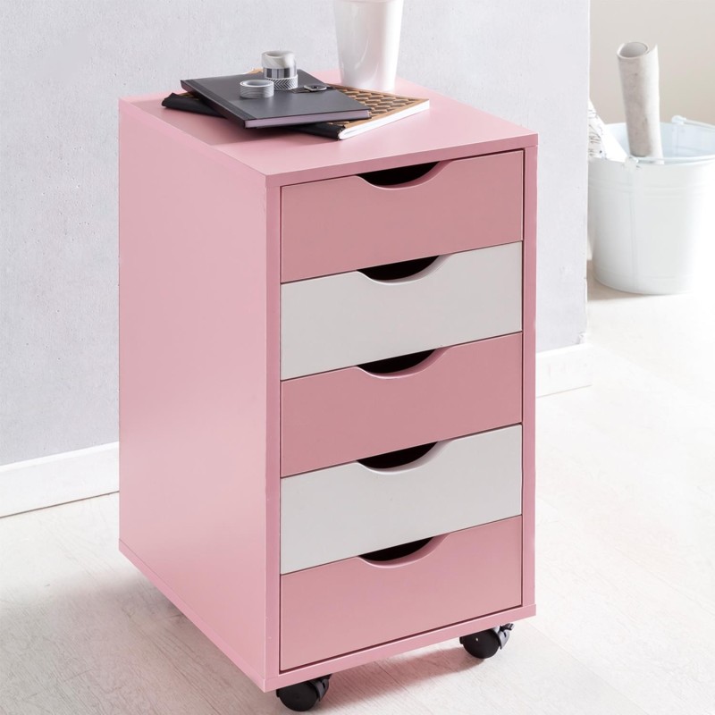 Archivador con Ruedas CLOVER, 5 Cajones, Color Blanco
