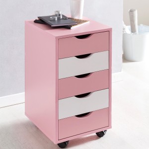 Archivador con Ruedas CLOVER, 5 Cajones, Color Blanco
