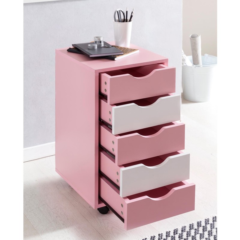 Archivador con Ruedas CLOVER, 5 Cajones, Color Blanco