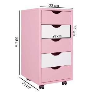 Archivador con Ruedas CLOVER, 5 Cajones, Color Blanco