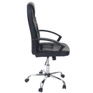 Sillón de Oficina FIDEL, Respaldo Alto, Tapizado en Piel, color Negro 2