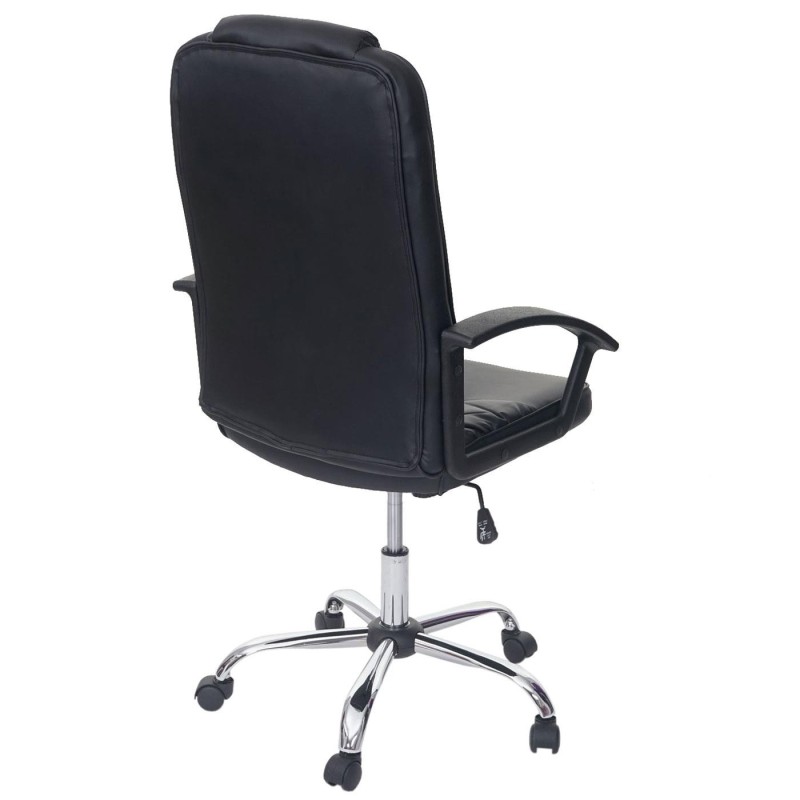 Sillón de Oficina FIDEL, Respaldo Alto, Tapizado en Piel, color Negro