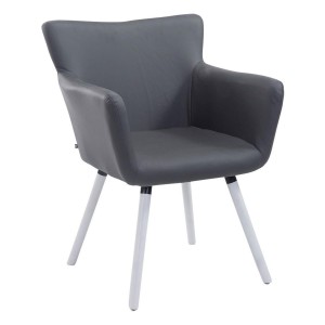 Silla de Confidente NIAGARA, Patas Blancas, Piel Blanca