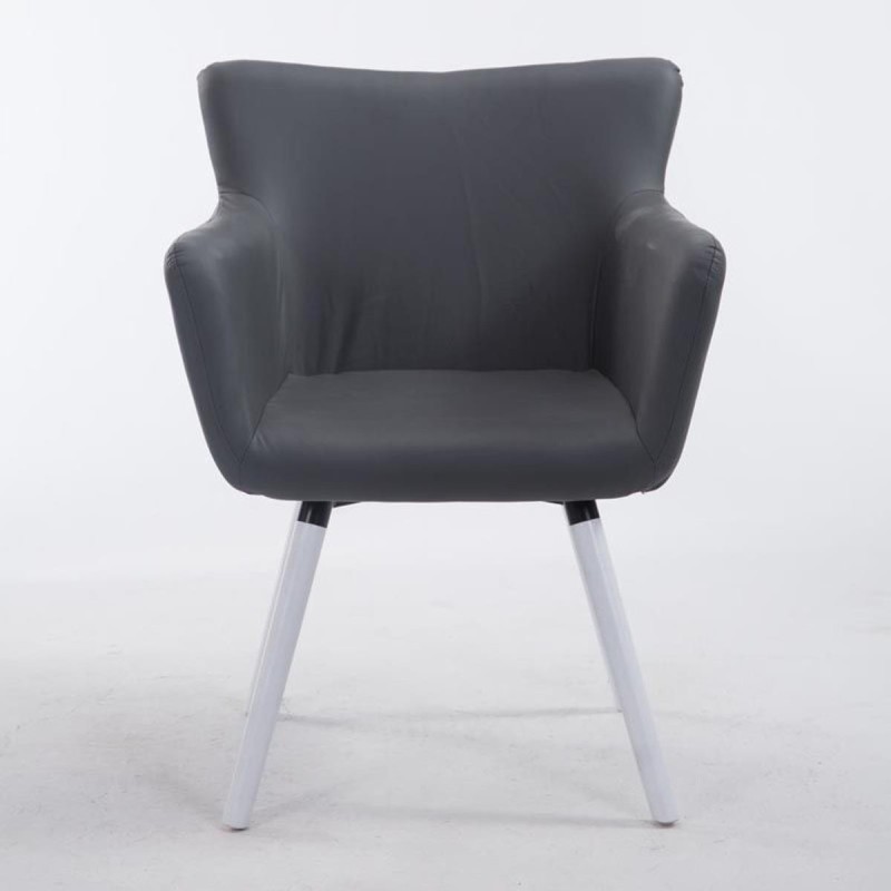 Silla de Confidente NIAGARA, Patas Blancas, Piel Blanca