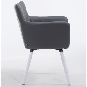 Silla de Confidente NIAGARA, Patas Blancas, Piel Blanca